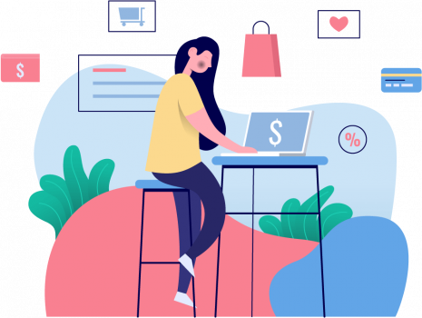 Ecommerce person shopping online illustration